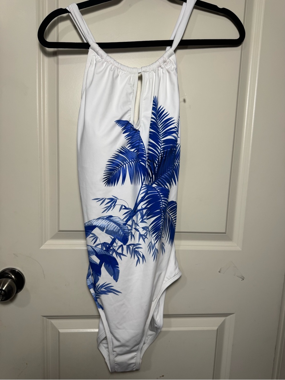Tommy Bahama Tropical Halter One Piece Swimsuit White/Blue Size 16 - Picture 3 of 8